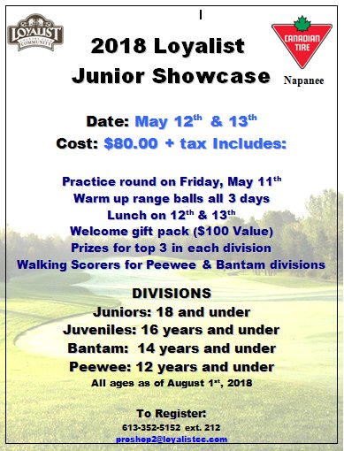 gjameslcc's tweet photo. @LoyalistGolfCC hosting the 3rd annual Jr. Showcase again. Professionally ran tournament and best value around for Junior Golfers. #growthegame #juniorgolf https://t.co/cwGfGWdQZU