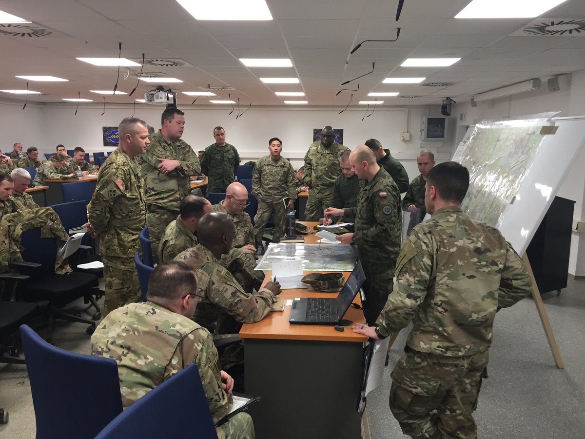 DaggerBDE's tweet photo. #DaggerBDE practicing planning tactical operations with Polish Allies during a week-long conference. Working on interoperability, & prepping for multinational exercise, #CombinedResolve @HohenfelsJMRC 🇩🇪 in May. @USNATO, @Poland_MOD, @USEmbassyWarsaw, @USArmyEurope, @7thATC https://t.co/DajarebfRy