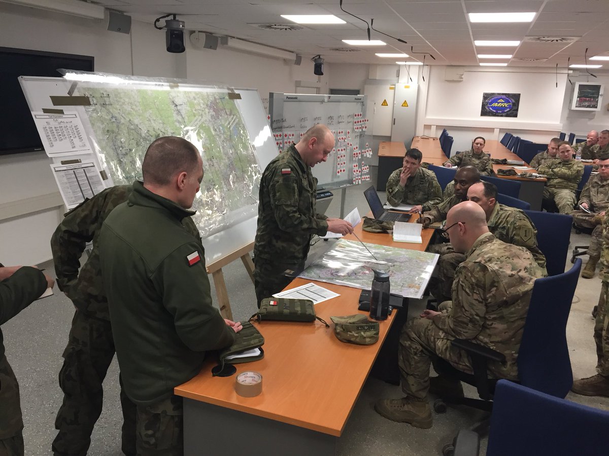 DaggerBDE's tweet photo. #DaggerBDE practicing planning tactical operations with Polish Allies during a week-long conference. Working on interoperability, & prepping for multinational exercise, #CombinedResolve @HohenfelsJMRC 🇩🇪 in May. @USNATO, @Poland_MOD, @USEmbassyWarsaw, @USArmyEurope, @7thATC https://t.co/DajarebfRy