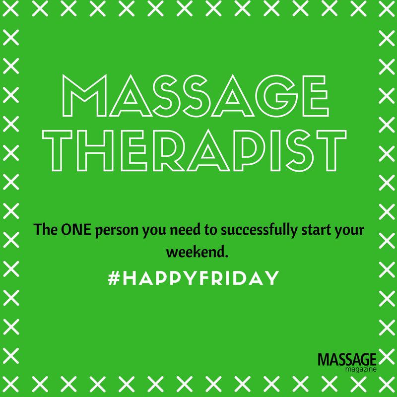 massagemag's tweet photo. The only person you need to see to start your weekend off right is a Massage Therapist! #HappyFriday https://t.co/fG6BOW9yOC
