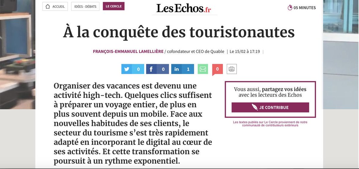 QuablePim's tweet photo. Le secteur du #tourisme surfe sur une 2ème vague de #digitalisation. Quels sont les leviers pour s’aligner sur les pratiques des touristonautes qui achètent un voyage? @LesEchos  https://t.co/UXcpBaXQQY #PIMtourisme https://t.co/Qtngld3pnF