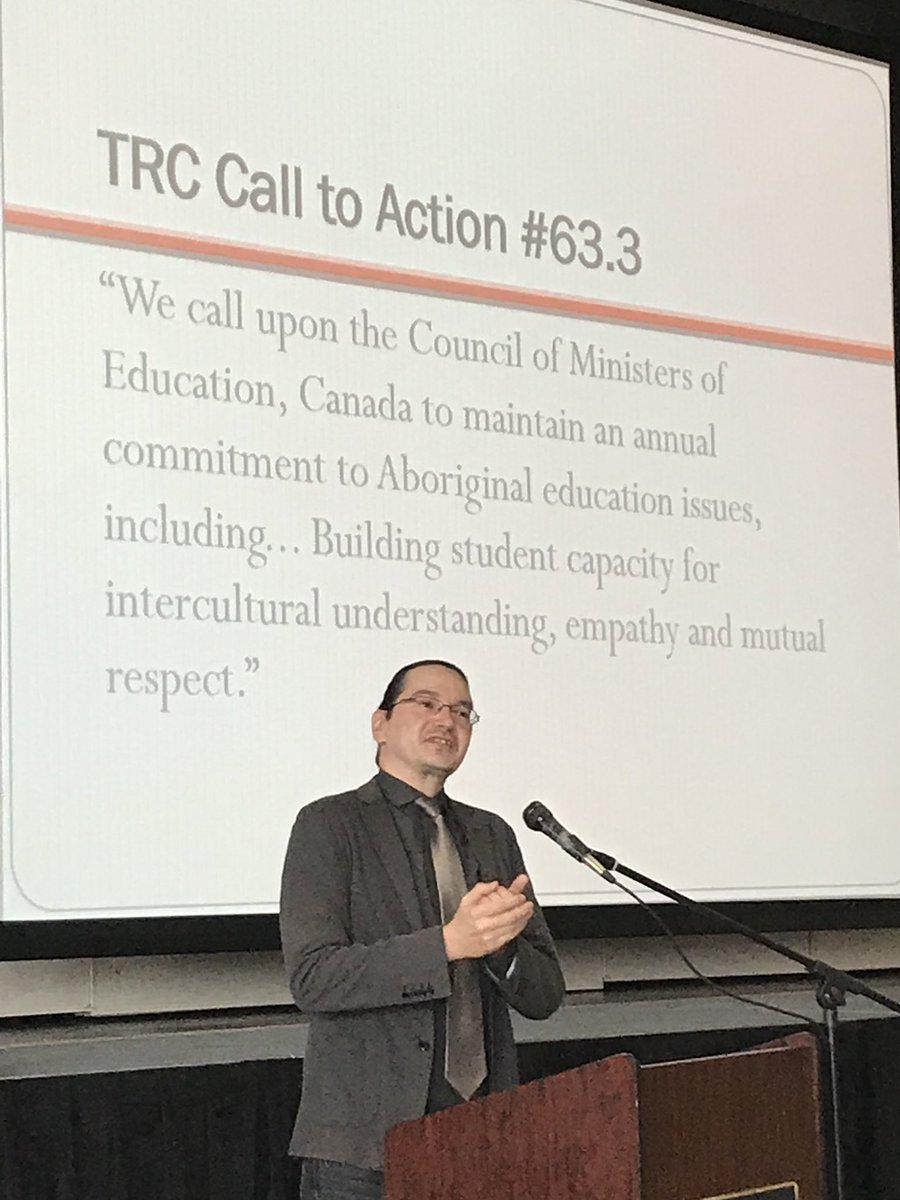 's tweet image. Look at this slide and Call to Action.  “Part of the reason this is being asked of us as teachers is because people have forgot that our country started as a partnership” @KevinLamoureux @HCDSB #FNMIed @NCTR_UM