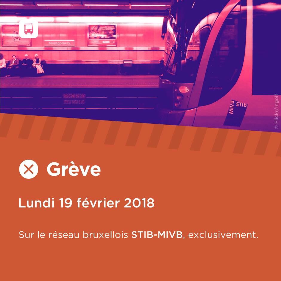 ⛔️⚠️ #Grève #STIB 19/02. Réseaux bus, tram, métro perturbés.
Envisage d’autres transports 🚲, ou tes pieds 🚶‍♀️
🔄 Sauve tes potes, RT !