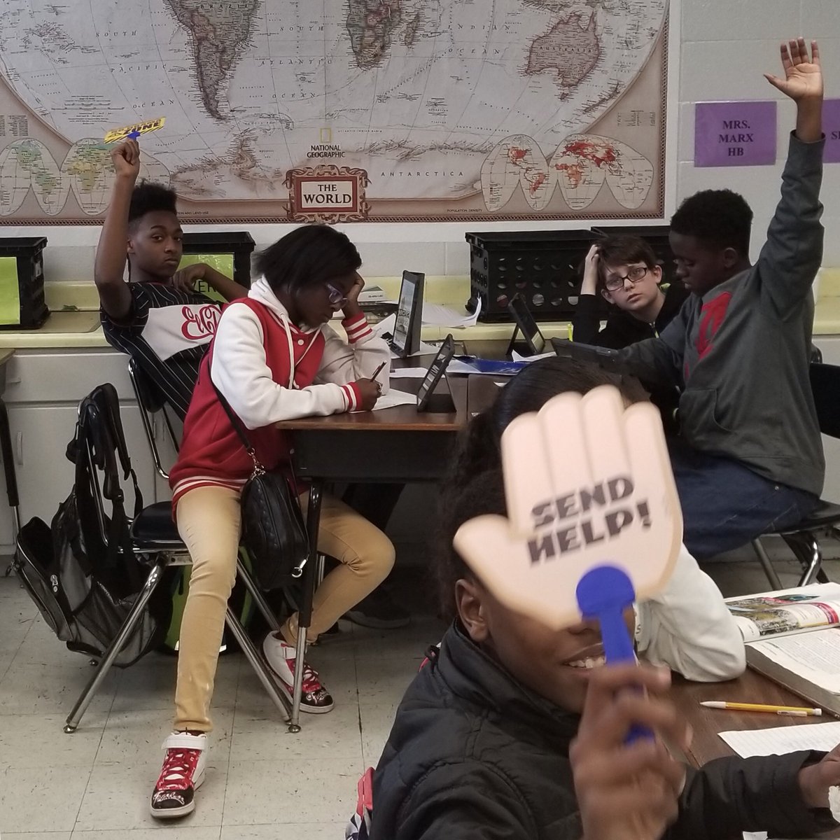PCIntermediate's tweet photo. Students in Mrs. Head’s Geography class worked collaboratively during a game activity to study climate zones. 🗺 #PCISlearns #sharePCS https://t.co/aQV0Mxq6zy