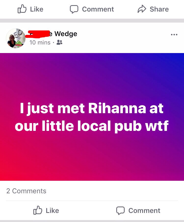 kayla_wedge's tweet photo. My mom thinks she met @rihanna last night https://t.co/fpknJeZoGd