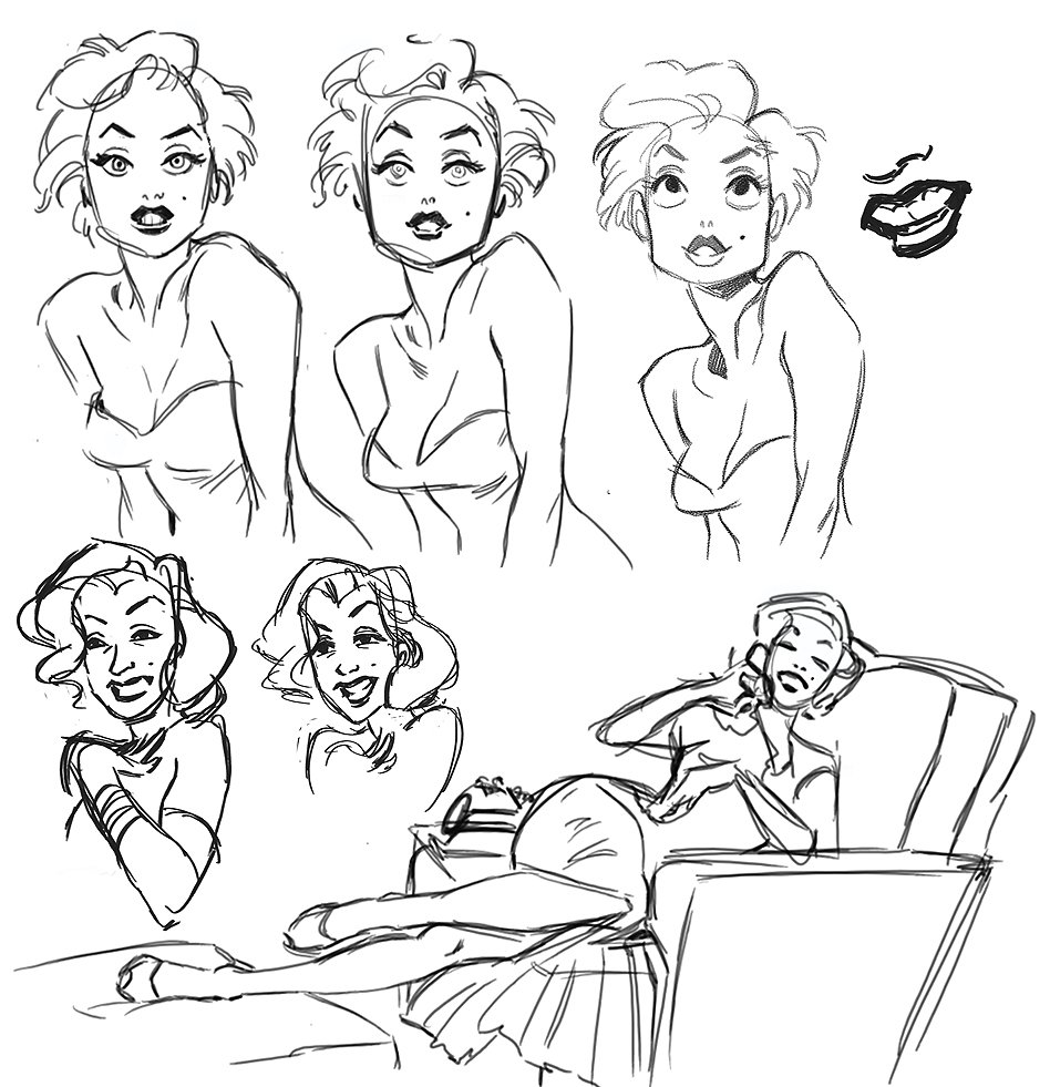 @MaximoLorenzo DUDE I TOTES CAN!!! Mkay so, for pushing shapes a good way to really push shapes in your characters is:
1. Sketch the character
2. Sketch the character again, this time push the shapes, test what you can exaggerate that makes that character unique / tells you who they are!