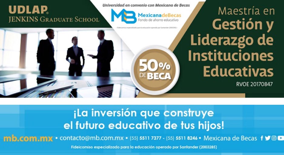 udlapJenkinsgs's tweet photo. Estamos dando de qué hablar.
Nosotros tenemos lo que buscas y con las mejores opciones cuando se trata de Gestión y Liderazgo de instituciones educativas. #Beca50% @MexicanadeBecas #UdlapJenkins https://t.co/hiGEEe3GFO