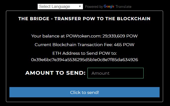 (1/2) >>Bridge Update<<
All Dev's working hard, aiming for 28th Feb launch of 'The Bridge'. We may miss it by a few days as we need to make sure is 'bullet proof'. Next step is Rinkeby network test. 
Proposed Limits: 
Combined (all users): 1bn POW/day;  
Individual: 1m POW/day.