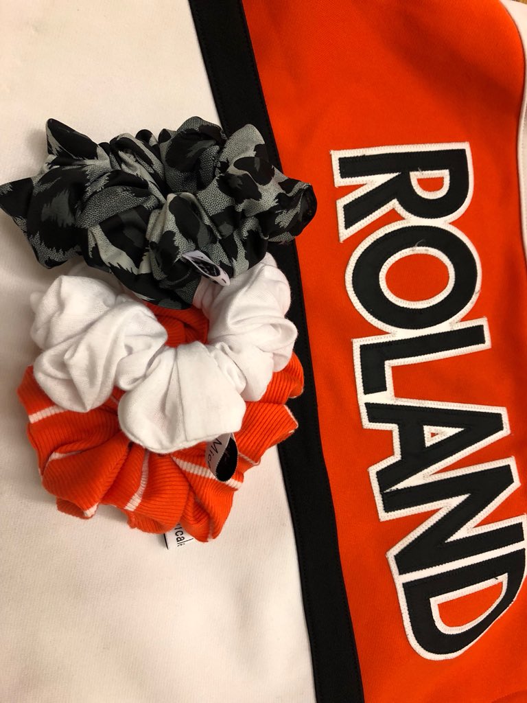 RolandCheer's tweet photo. Roland Cheerleaders are selling one dollar raffle tickets for a set of 6 Micale Lynn Roland Ranger themed scrunchies!! See any cheerleader to purchase your ticket. A table will be set up at tomorrow night's home district game against Poteau. Games start at 6:30 and 8! https://t.co/eahSFJXN70