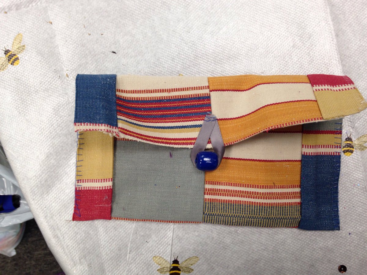 Patchwork upholstery fabric refashioned into envelope clutch <a href="/DanielBlakeUK/">Daniel Blake</a> London Fashion Week Upcycling Challenge at #BermondseyUprising
<a href="/TheBlueMarket/">The Blue Market, Bermondsey, London SE16 3UQ</a> SE16 3PX 

<a href="/BigLocalWorks1/">Big Local Works - Community Hub</a> <a href="/UnitedStSaviour/">United St Saviour's</a> <a href="/lb_southwark/">Southwark Council</a>