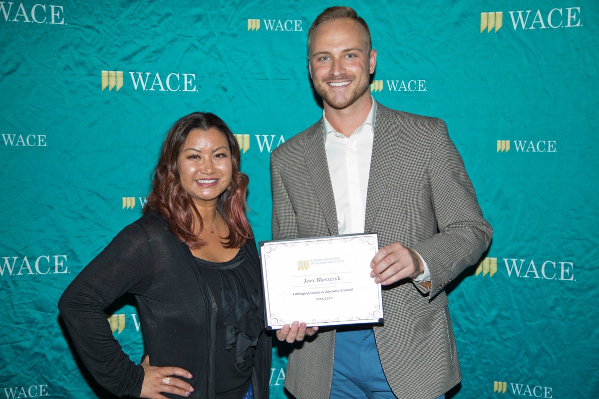 JoeyBlaszczyk's tweet photo. I am excited to be appointed to the Western Association of Chamber Executives (W.A.C.E.) Emerging Leaders Advisory Council, which helps set the stage for the Chambers of future. #WACE18 https://t.co/iHQn2N1tgM