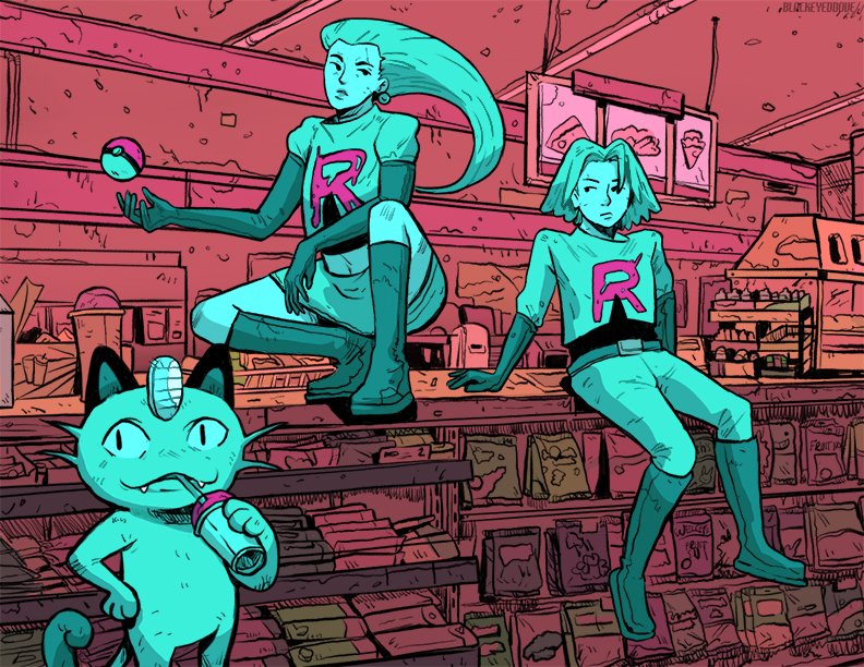 Fruitcough's tweet photo. Team rocket blasting off again! 

#procreate #ipad #art #teamrocket #pokemon #cool #pokemonfan #pokemonart #torontoartist #badass #teamrocketpower #anime #nintendo #games #meowth #jessieandjames #videogames #childhood #fun #pokemonparty #digitalart #photoshop #cute #pokemongo https://t.co/Q7Yi4k0bbO