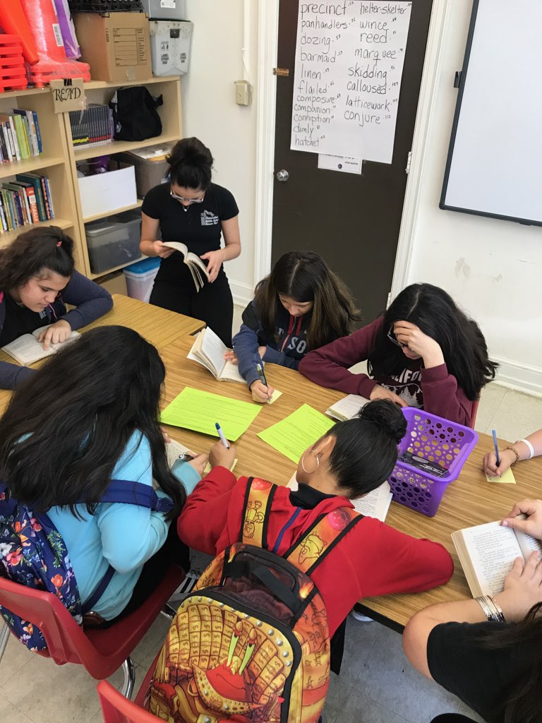 ShenandoahMS's tweet photo. Ms. Ramos works with students on the vocabulary words they found difficult in the novel they are reading. #SMSReading #SMSELA @MDCPS @MDCPSCentral @MiamiSup @MDCPSREADING https://t.co/xLDoPJMr2g