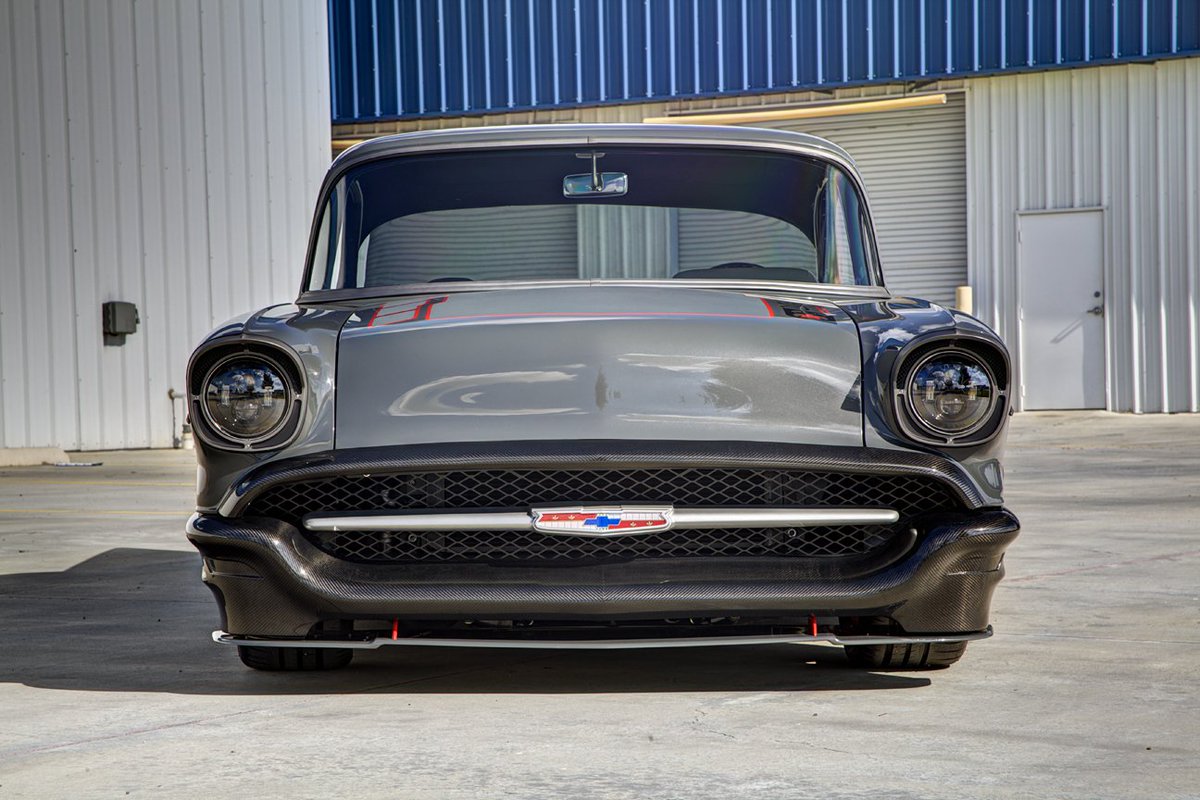 Flowmaster1's tweet photo. The front-end of Ironworks Speed &amp; Kustom's  Whipple-supercharged and Flowmaster-equipped '57 Chevy does little to hide the fact that it means business. #TeamFlowmaster https://t.co/nl0wIG5aR8