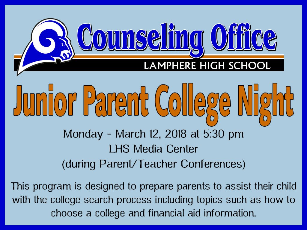 Please join us for <a href="/LamphereHS/">Lamphere High School | The Lamphere Schools</a> Junior Parent College Night #WeAreLamphere