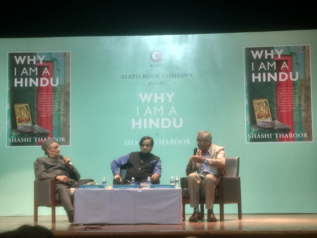 SawrubT's tweet photo. At #WhyIAmAHindu book launch @ShashiTharoor argues that caste was a social construct retrofitted in Hinduism, &amp; not a reflection of the original Hindu values of social &amp; gender equality | @AlephBookCo @sardesairajdeep https://t.co/80Ak0X6s5y