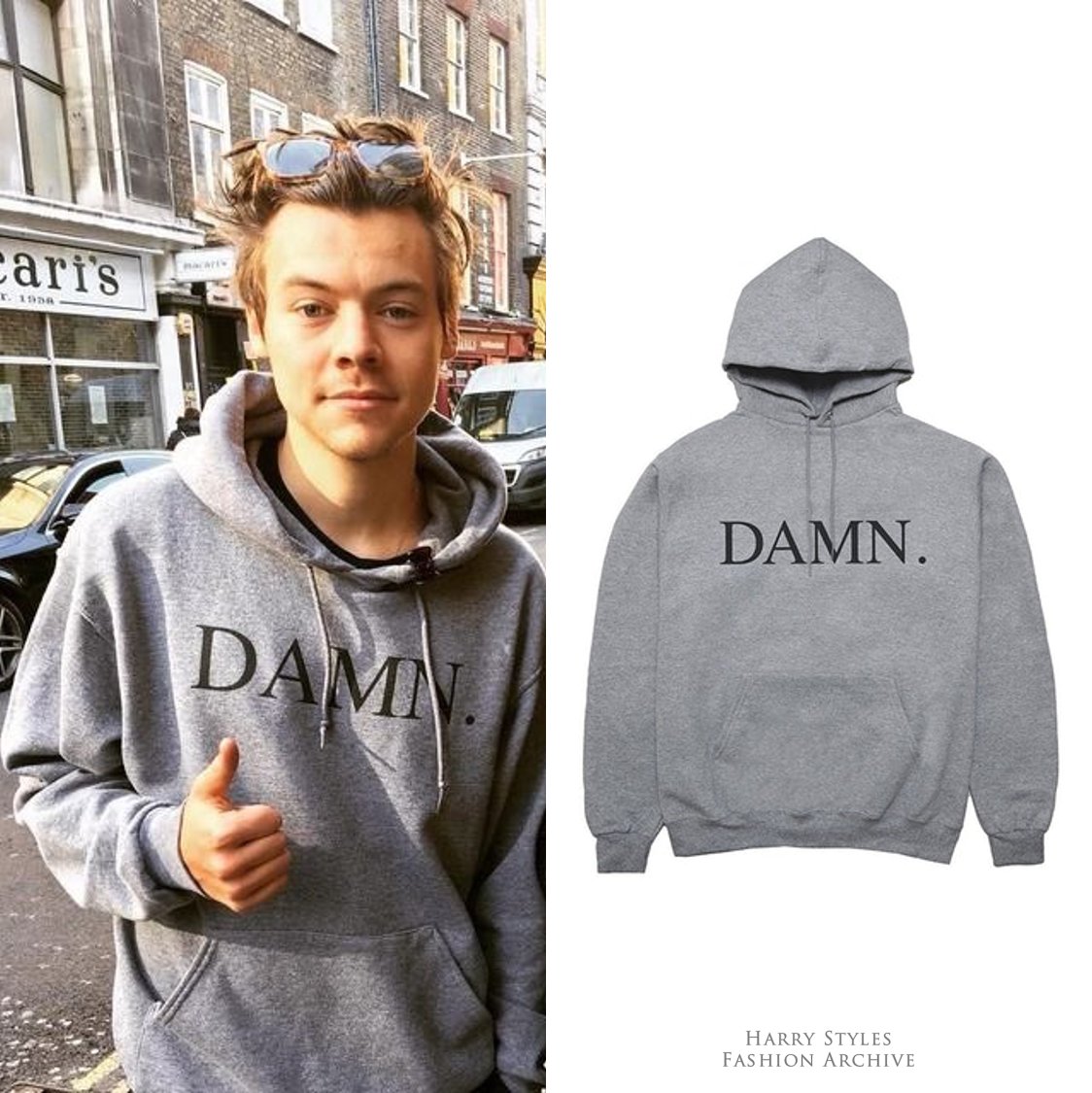 Harry Wore What on X: Harry wore a $45 #KendrickLamar #TDE 'Damn.  Sweatshirt' while out in London - 2/16/18.  / X