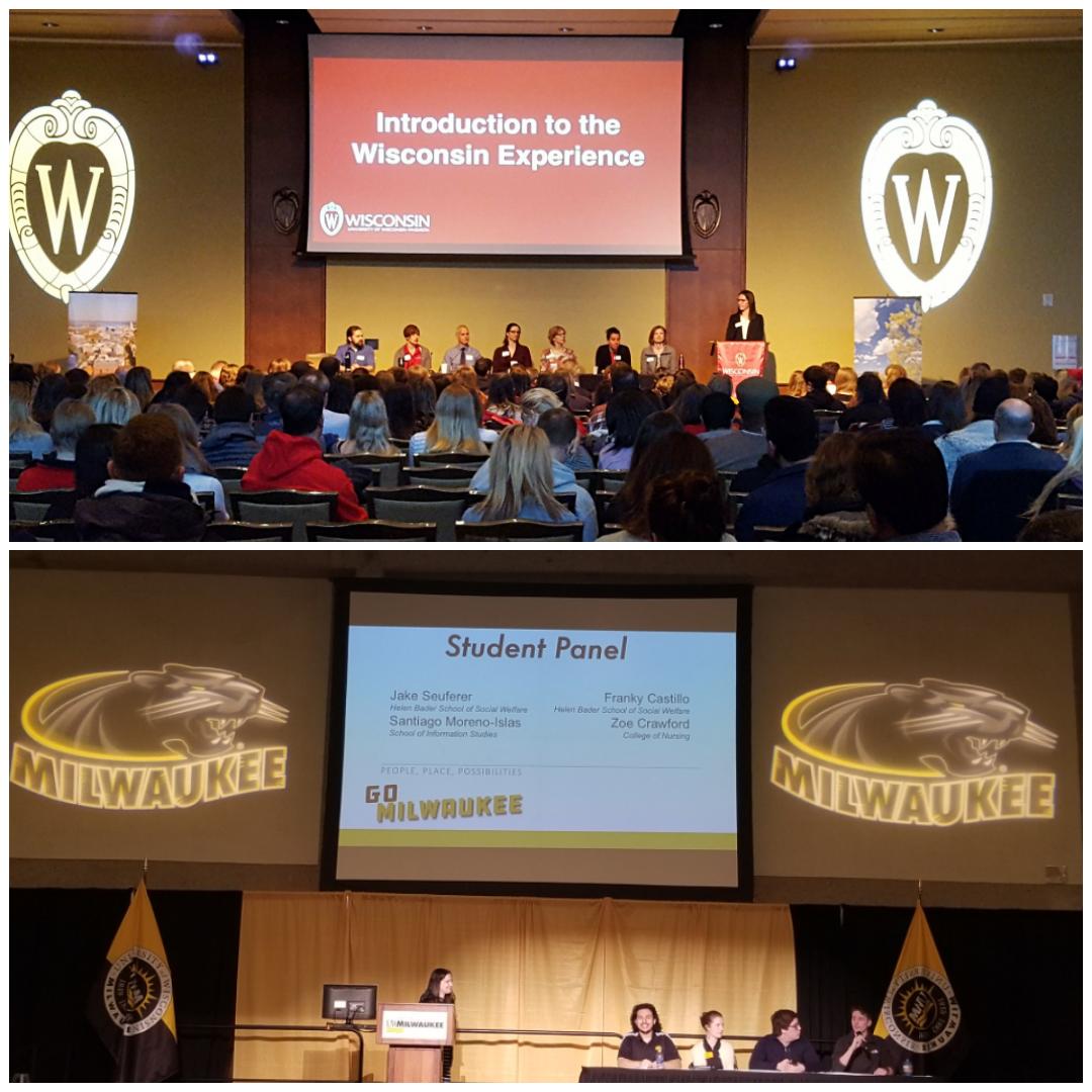 UWMUnionEvents's tweet photo. looks like @UWMUnion &amp; @WisconsinUnion are both hosting campus visit days for admitted students. We notice some similarities of stage sets... #eventtech https://t.co/FouvuynA49
