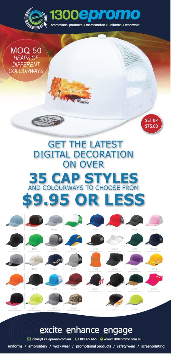 Build Your Brand Today!

Call Us Today! 
Ph: 1300 377 666 

Or Email: ideas@1300epromo.com.au

#1300epromo

#workwear #safetywear #embroidery #screenprinting #promotionalproducts  #uniforms #caps #boots  #logos #branding #stubbycoolers #bizcollection #jbswears #podium