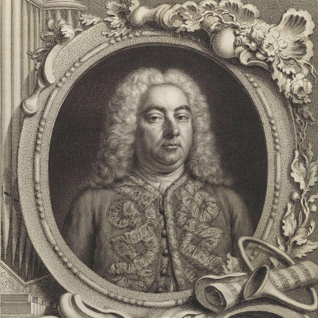 Tafelmusik's tweet photo. An engraved portrait of #Handel by Jacobus #Hoebraken, with frame and cartouche engraved by Gravelot, 1738, for the first edition score of #AlexandersFeast. Concert opens next week with soprano Amanda Forsythe, tenor Thomas Hobbs @thobbstenor, and baritone Alexander Dobson! https://t.co/Q2HFi9k5ag