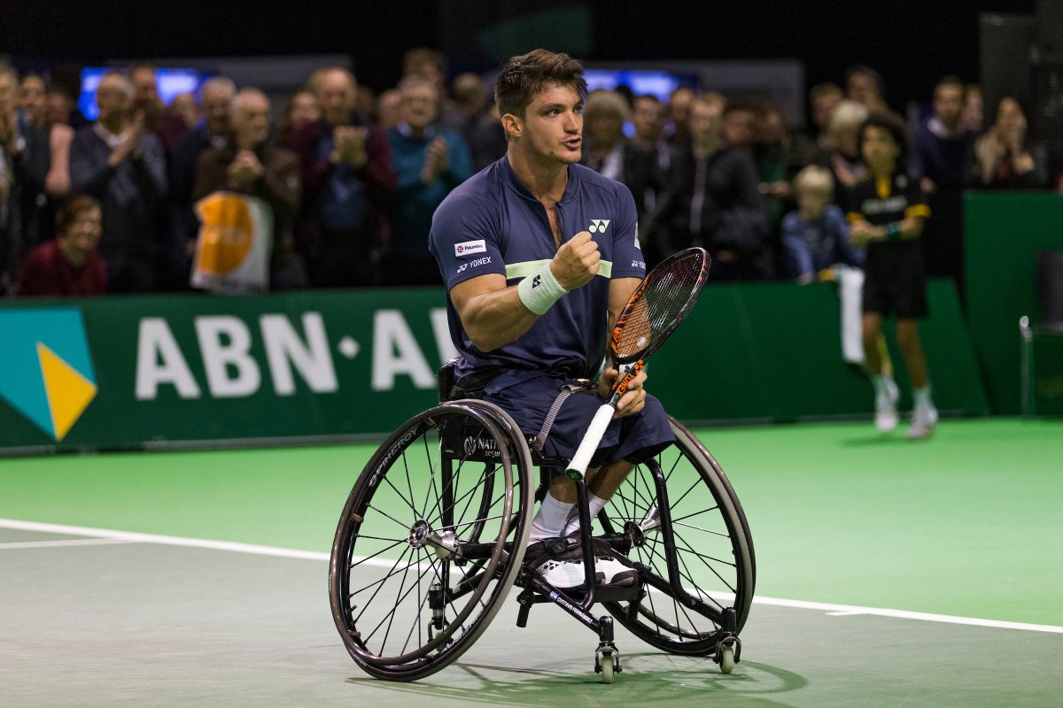 abnamroopen's tweet photo. Gustavo Fernández and Alfie Hewett secure a spot in the final 🥇🥈of the ABN AMRO World Wheelchair Tournament:

Fernández 🇦🇷 - Houdet 🇫🇷 3-6, 6-4, 7-6
Hewett 🇬🇧- Reid 🇬🇧 6-0, 7-5 https://t.co/glKSEYYacN