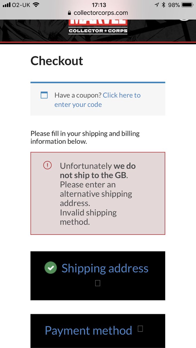 Anyone who is with @CollectorCorps from the UK know why it now says they don’t ship to the UK? Poor form #CollectorCorps