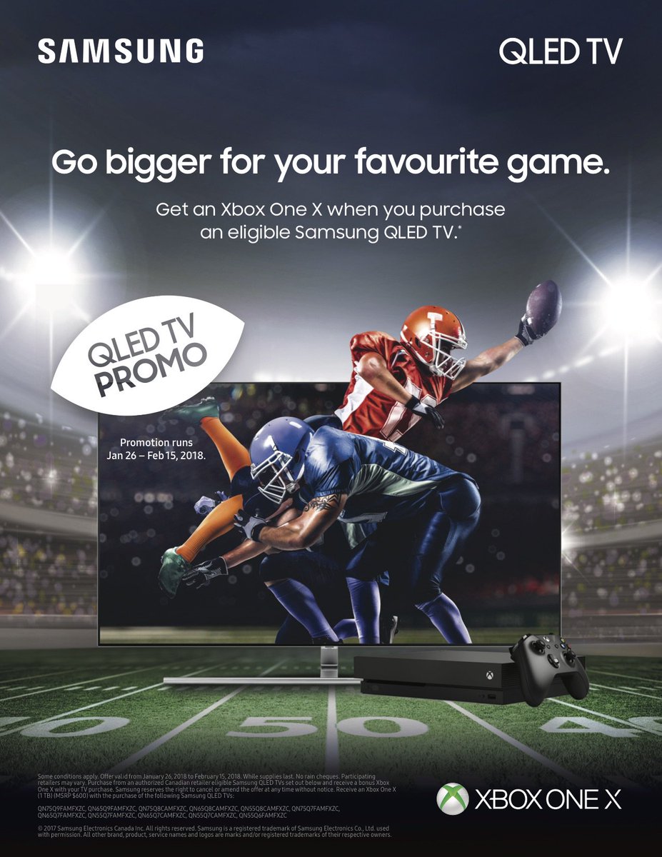 MadmanMckay's tweet photo. Today is your LAST DAY to buy an eligible Samsung QLED TV and get a FREE Xbox One X! Limited time only - stop into any one of our 5 #VancouverIsland locations today before 5:30 PM to SAVE! #electronics #deals #QLED #Xbox https://t.co/KG15gAMDcP