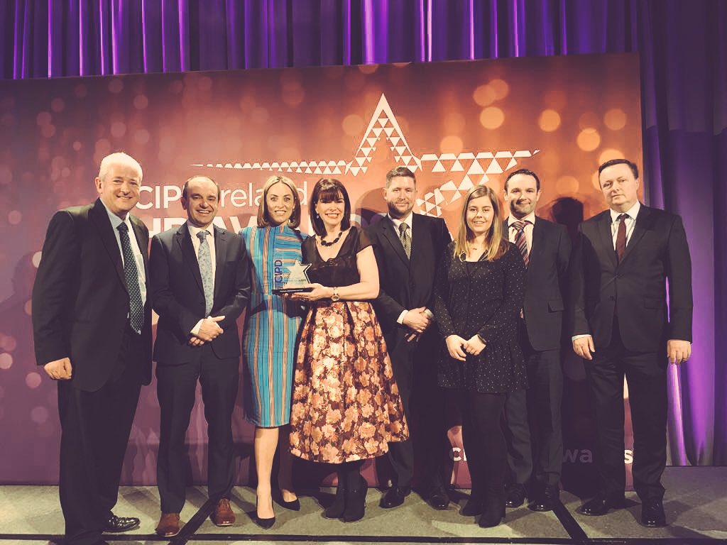 ESB_intl's tweet photo. We are honoured to accept the CIPD award for Employee Empowerment &amp; Trust for our 'Check In' at One @DublinAirport Central at the #CIPDHRAwards 2018. A huge congratulations to all involved and to @cipdireland for a great afternoon! https://t.co/0BTBT4sF4K