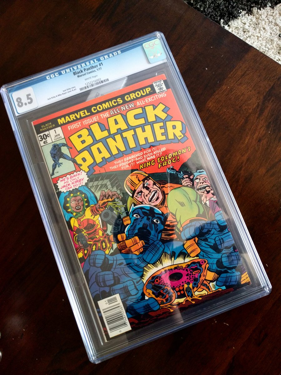 HaydnGonzalez1's tweet photo. So since the movie drops today (in the US), I'll post this. I picked this Black Panther #1 up at NYCC a couple years ago, had it graded and sealed. Big up @winstoncduke for repping TnT all over the world. #blackpanthemovie #comics #nycc #trinidadandtobago https://t.co/0dBRDzYe0o