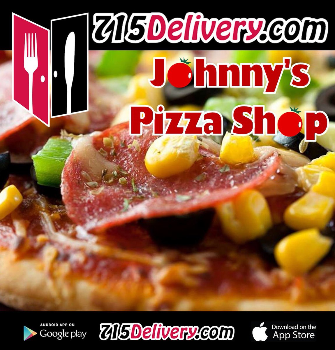 715Delivery's tweet photo. Johnny's Pizza Shop is now available from https://t.co/mkTAOLhQKj! 🚘🍕🍕🍕#uwec #EauClaire 

Order delivery or take-out: https://t.co/JtV3wQE916 https://t.co/XgW09lb9Qn