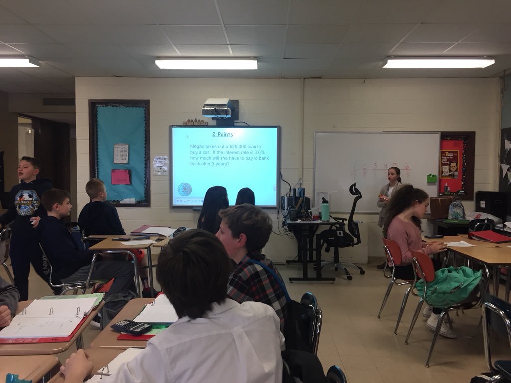 mmaymath15's tweet photo. Ms. D teaching the class about percentages! #teacherforaday @SCSD_AMS https://t.co/FGQGCpTX0X