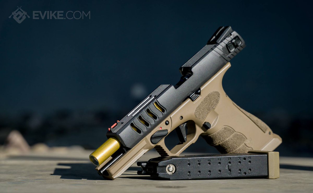 Evike_airsoft's tweet photo. The APS Shark! When you secondary needs to become a primary, APS has you covered! Featuring select-fire for full-auto, custom stippled frame, and a beveled magwell! 

SHOP NOW: https://t.co/X3d7HXuWmM https://t.co/vxRkRKvM5a