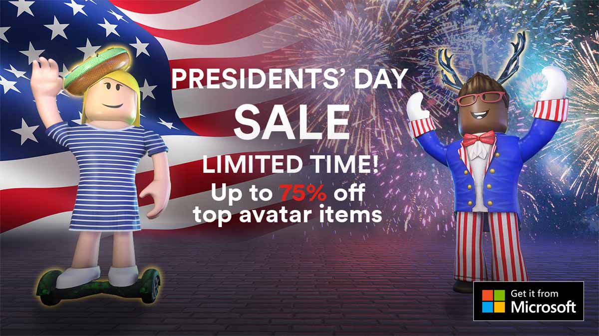 Roblox On Twitter Celebrate Presidents Day With Big Savings On Avatar Items Get Roblox On The Microsoft Store And Other Platforms For Up To 75 Off Hats Gear And More Until 2 19 - roblox avatar store