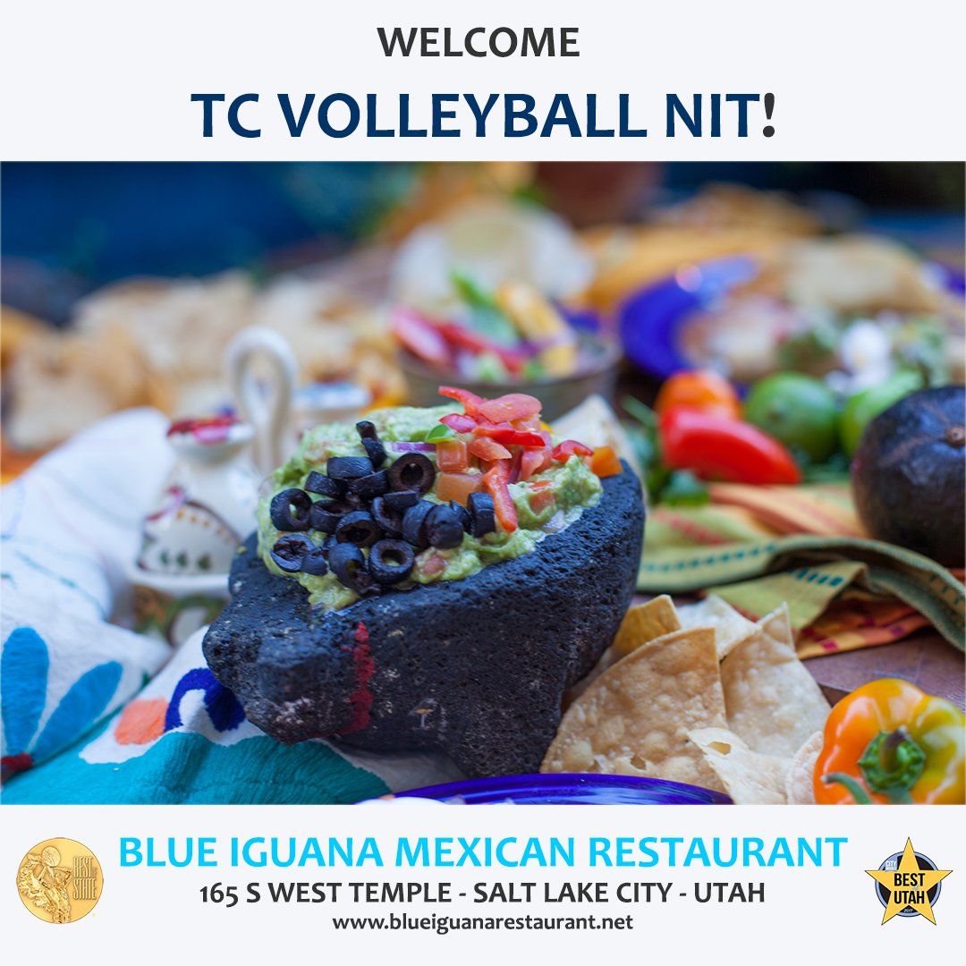 BlueIguanaSLC's tweet photo. Welcome Triple Crown Sports Volleyball Women's NIT! Walk on over to award-winning #BlueIguana #Mexican #Restaurant #SaltLakeCity when you need to fuel up. We’re only a half block east of the Salt Palace. Learn more at https://t.co/UcLSxi6Hkb @TCVolleyballNIT #TCVolleyball 🏐🏐 https://t.co/eSvw68PwGl