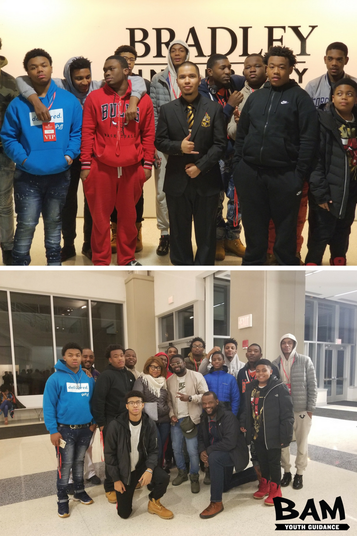 YG_Chicago's tweet photo. #FlashbackFriday to our BAM counselor Agin Muhammad taking his North Lawndale BAM boys on a college tour to Western University and Bradley University ! #DreamAlive #SupportYouth #VisionaryGoalSetting https://t.co/wW9CmyiEwH