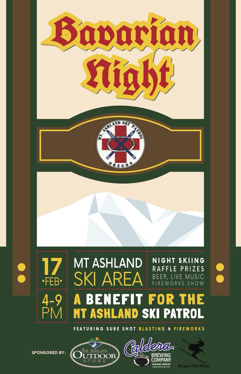 Teledoc's tweet photo. @JPRnewsroom 
Bavarian Night at Mt. Ashland to support the Ski Patrol. 4-9pm Saturday February 17th with friendship, live music, food and drink, raffle prizes, silent auction and ending with a great fireworks show. 
@mtashland #MtABNite18 
https://t.co/LR5AaVEH6r https://t.co/hKzQ3dDNXM