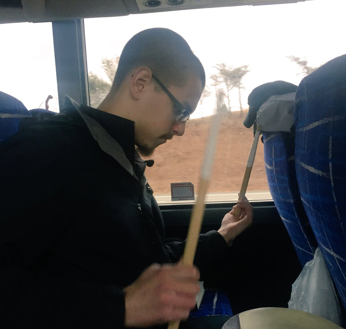 GMU_Drumline's tweet photo. Our members are excited to be traveling to Ohio today! 🚎 #WGIDayton #WGI #TheMemoryArchive https://t.co/MdHBq6n77c
