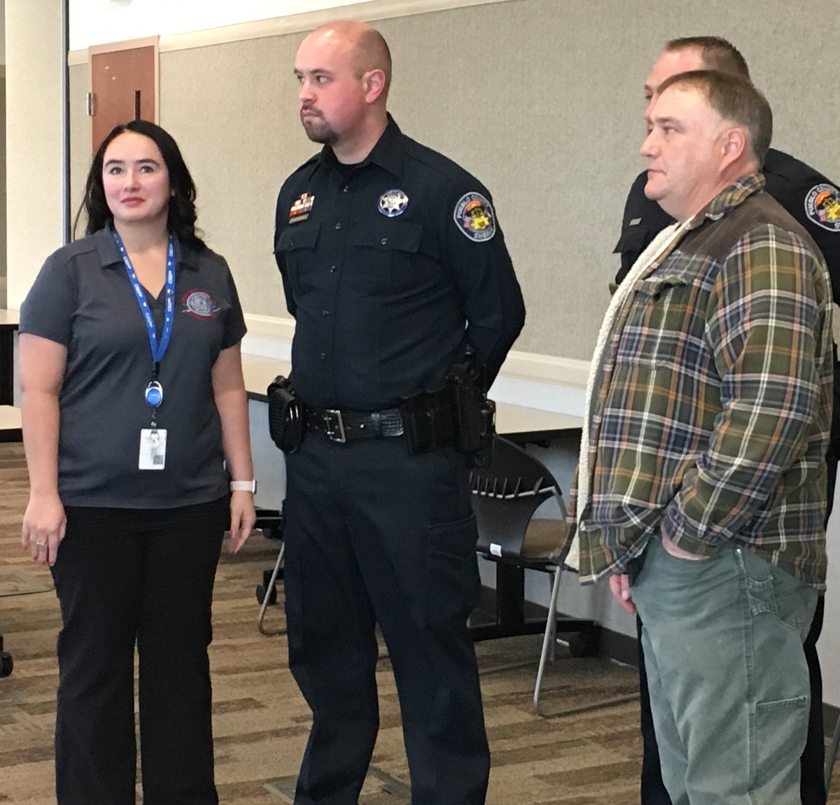 PuebloCountySO's tweet photo. Man rescued by deputies and comm officers after he became lost in the bitter cold near Lake Pueblo on Sunday thanks those involved in finding him and his dog, Pancake. #TeamPCSO; #grateful #awesomejob https://t.co/iRVY8ptOka