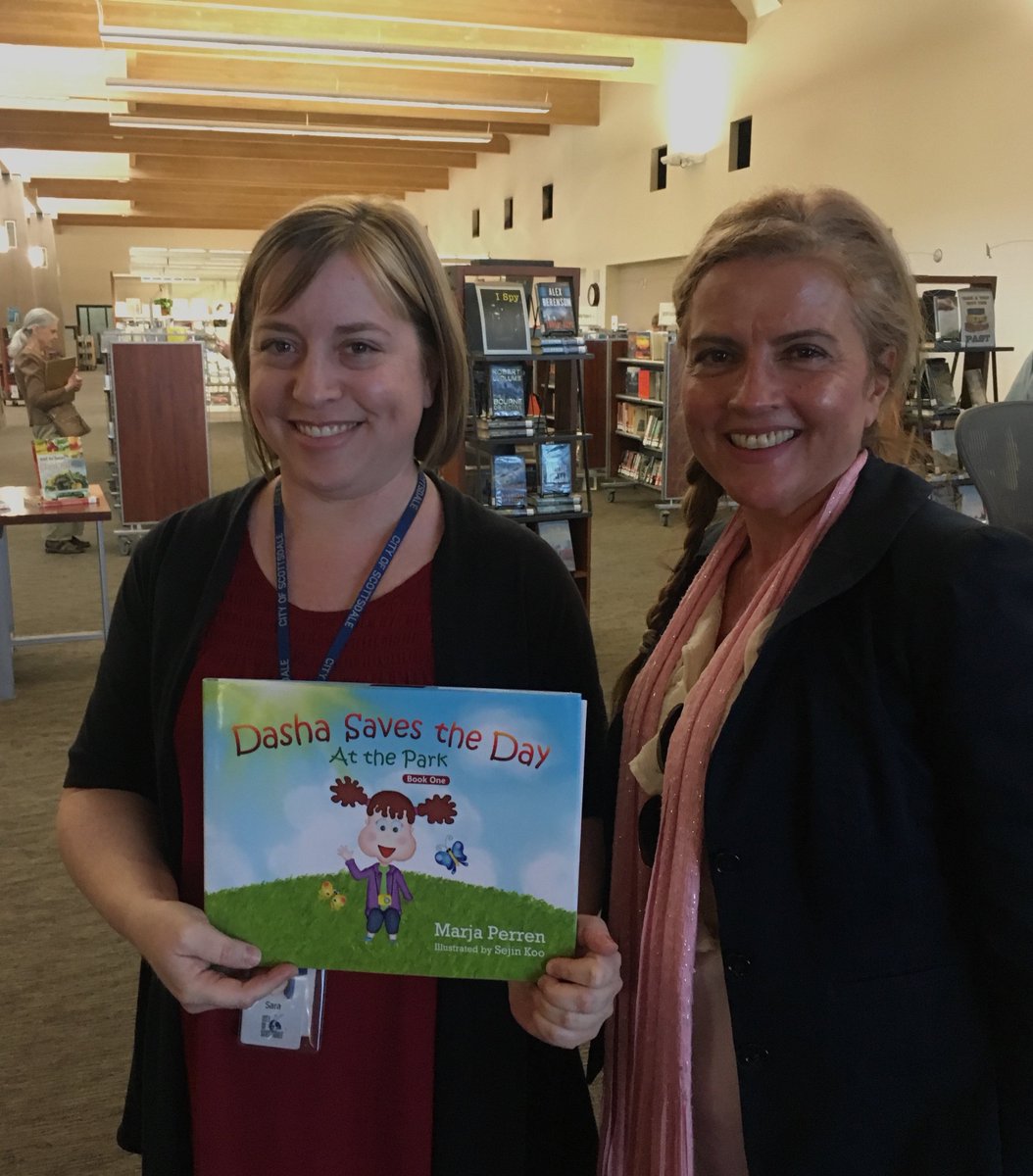 MarjaPerren's tweet photo. So exciting‼️Very happy to announce that @scottsdalepubliclibrary  has included my #childrensbook #DashaSavestheDay into their collection. #Thankyou for sharing #DashaFlash #actofkindness with your #community 💟
#reading  #picturebook #scottsdale #arizona #dashaflashfoundation https://t.co/zXxeBOeDre