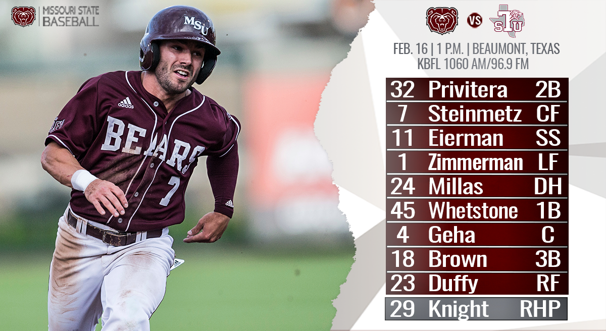 MoStateBSB's tweet photo. Your #MSUBears opening day lineup...we're just 45 minutes from game time.
Listen: https://t.co/cG4BK4VQJs
Live Stats: https://t.co/hSP8MmZU17 https://t.co/Y381PzRiaK