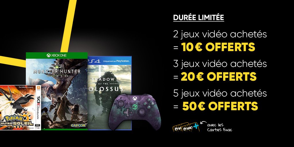Fnac's tweet photo. GAMING 🎮 | Bon Plan: avec votre #CarteFnac il est temps de refaire le plein de jeux vidéo 😉
➡https://t.co/yANe0i0L4g https://t.co/9Ga9r0NY4A