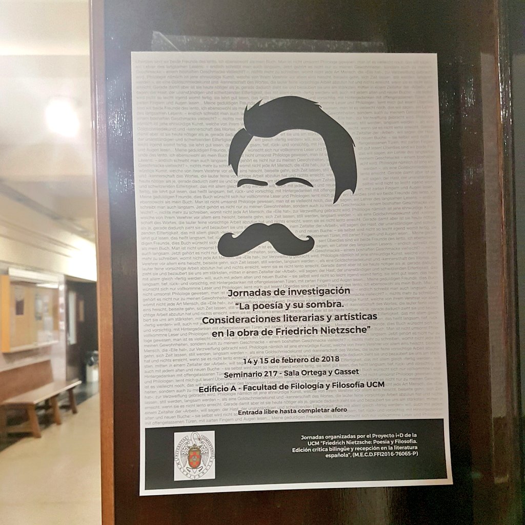 redappleband's tweet photo. Darío vuelve a llevar #RedAppleTSZ a la @unicomplutense en su ponencia "Nietzsche como dinamita entre el arte y la filosofía" para @SeminarioNietzs. ¡Viva él! https://t.co/jLoNlTkyPv