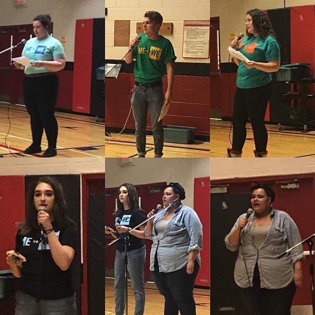 FenelonFallsSS's tweet photo. Alexia and Naomi singing a heartfelt song. Devin sharing the challenges of overcoming obstacles as a teenager. Emma sharing her life-changing experience of visiting Vimy Ridge. Nicole speaking about bullying, suicide and mental health. #metowe #changeth… https://t.co/H77KoyNLN3 https://t.co/WXnh0wuhjv