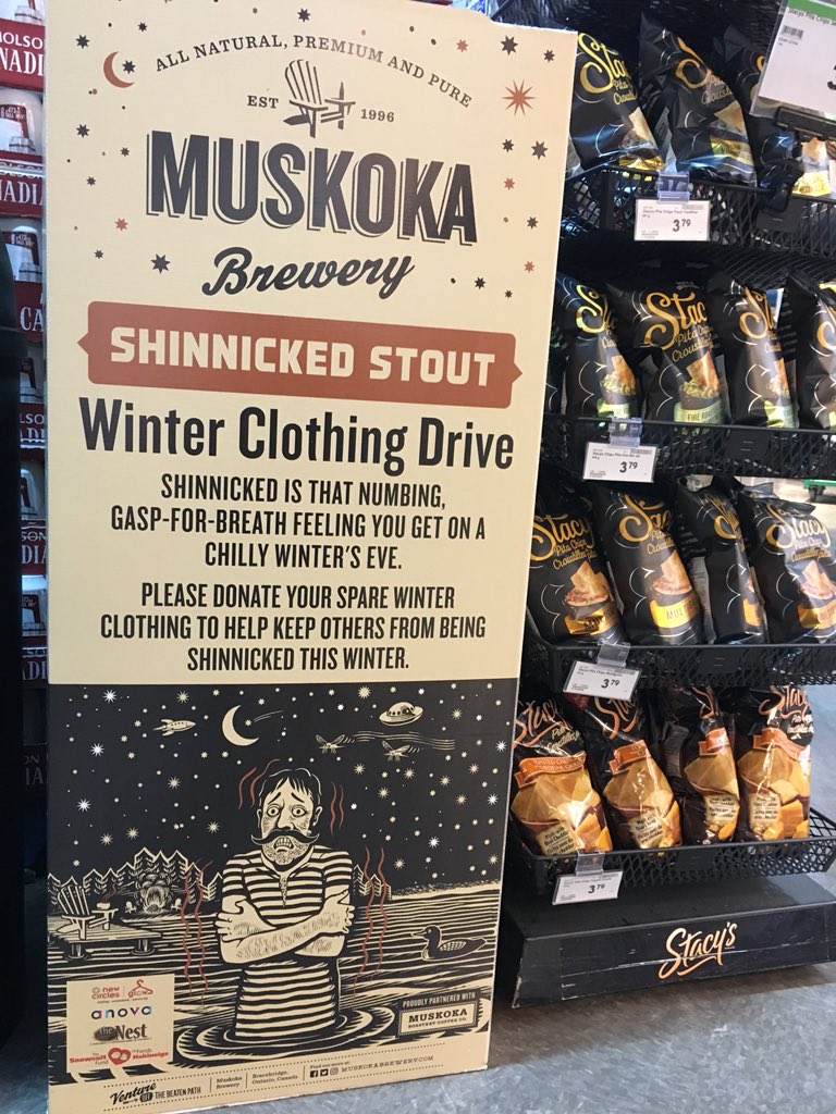 MuskokaScott's tweet photo. Looking for Salty Caramel Truffle? Maybe some 6x355 Craft Lager or Mad Tom? How about Legendary Oddity? @sobeys Urban Fresh Metcalfe literally has it all. Plus you can donate to the #Shinnicked clothing drive! https://t.co/YJevCpguaS
