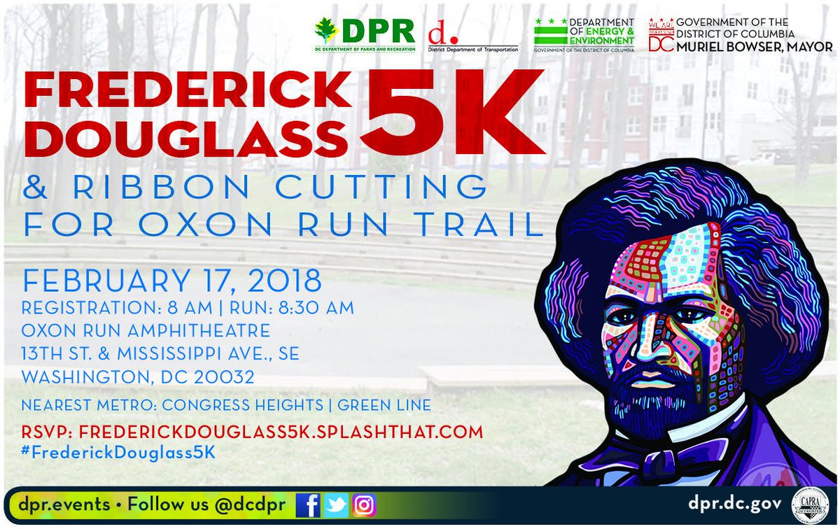 MayorBowser's tweet photo. As we continue to celebrate the life and legacy of Frederick Douglass, join us for tomorrow’s 5K and ribbon cutting for Oxon Run Trail! Register now: https://t.co/ofMNUIi3LY
#BlackHistoryDC https://t.co/j6cUHGJZd6