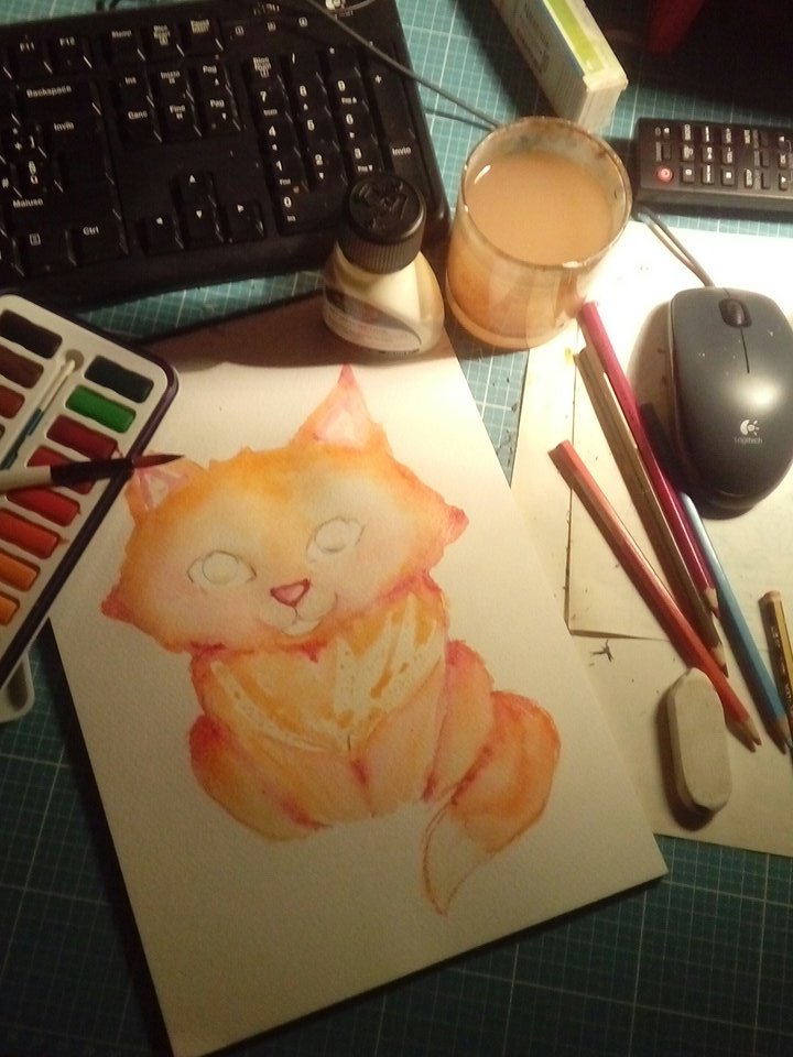 bobbiarbore's tweet photo. Waiting for this kitty to dry so that i can add details! #cats #watercolors #illustrator #catart #catprints #catlady #catlover #catcottage https://t.co/UZk0ZMen3R