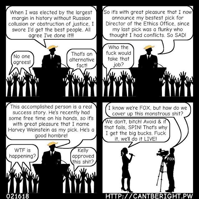 Comicateuer's tweet image. Been a while, but I couldn't stay away! Here's the latest comic, "Only The Bestest," featuring asshole #Trump and rapist #HarveyWeinstein: ift.tt/2BzGcOB