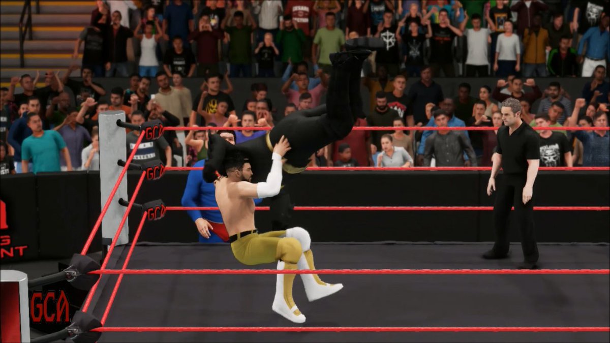 GCAWRESTLING2K's tweet photo. What a match between @RIG_GCA and #BatDre on last nights edition of #GCAWrestling! The two went back and forth with all they had! Rig managed to come out the winner, pleasantly surprising the #GCAWrestleVerse! #GCAWrestling #WWE2K18 #YouTube #PS4 #GiveCAWCreatorsAChance #Gaming https://t.co/72GWQWBvUi