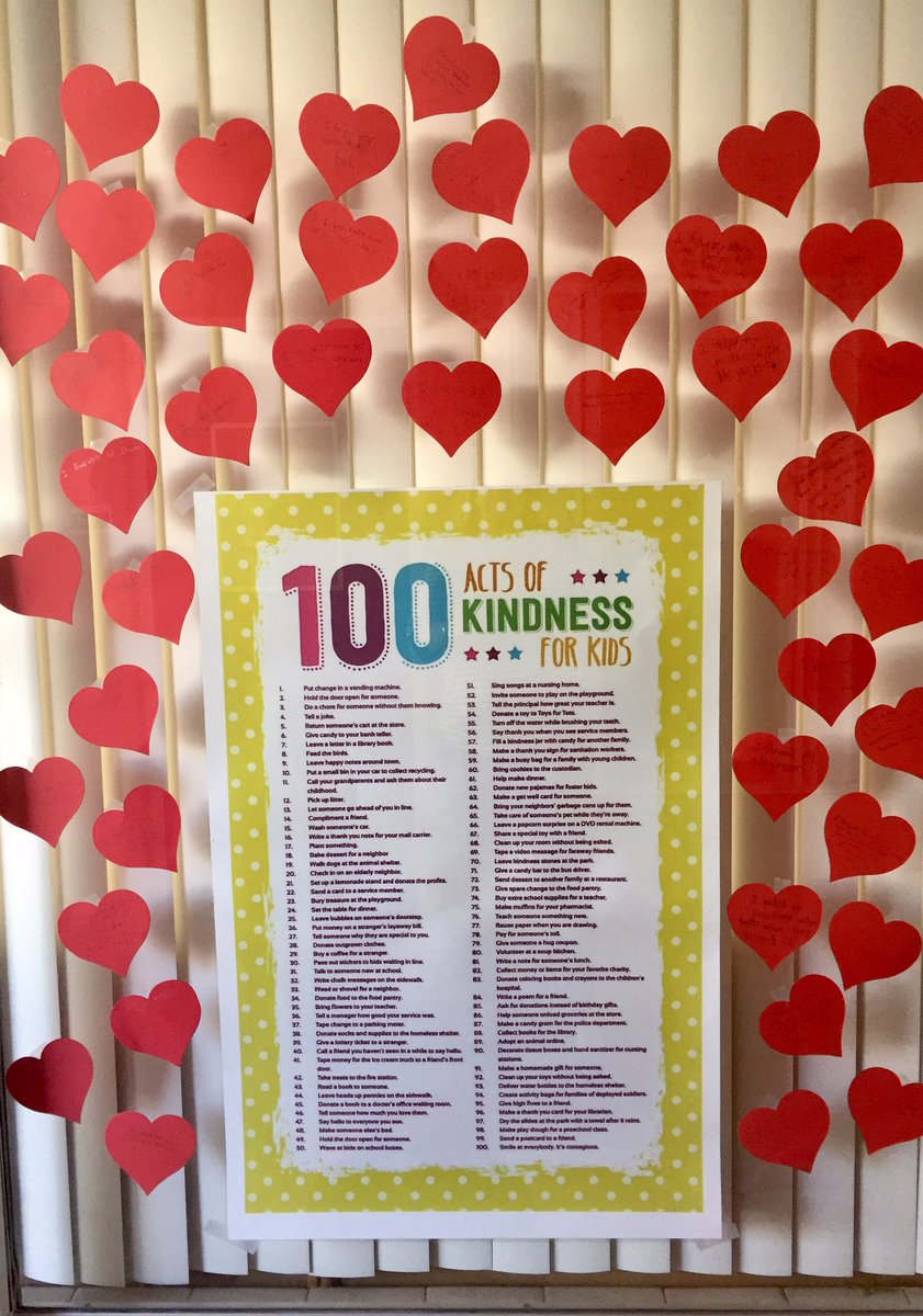 lisaweaver28's tweet photo. Random Acts of Kindness week + 100th Day of School = 100 acts of kindness!
#3rd Grade #gslearning https://t.co/6ce6WJGLcY