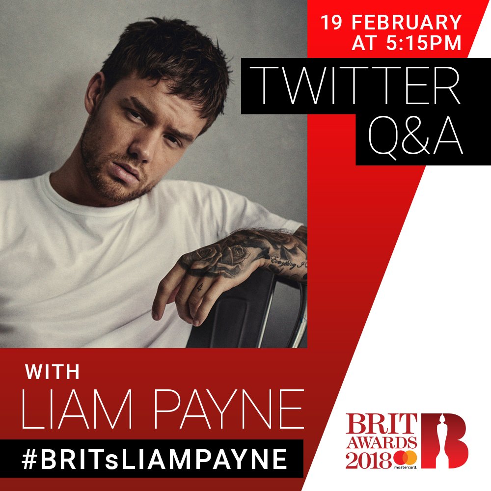 BRITs's tweet photo. 🆘STOP EVERYTHING!!🆘 Double #BRITs 2018 nominee @LiamPayne will be taking over our Twitter to answer your questions!! 

Start sending them in on #BRITsLiamPayne and set reminders for 5:15pm on Monday. You won't wanna miss this one! 👀 https://t.co/AvgyuYU0Sz